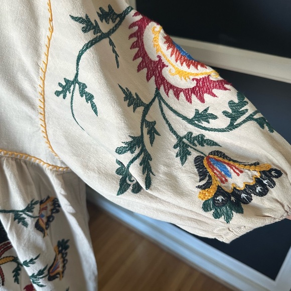 ZARA Embroidered V-Neck Dress - Picture 4 of 8